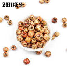 Natural Painted Wooden Round Loose Beads For Jewelry Making Charm Bracelets Big Hole Ball DIY Spacers Beading Accessories 2024 - buy cheap