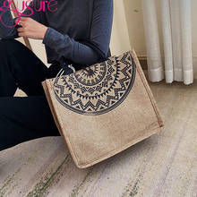 Gusure Casual Canvas Shopping Handbag Eco Reusable Supermarket Tote Portable Carrier Bag Large Capacity Beach Shoulder Bag Totes 2024 - buy cheap