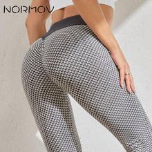 NORMOV-mallas Push Up de cintura alta para mujer, Leggings de retales de malla, pantalón de Yoga elástico sin costuras, cadera de melocotón 2024 - compra barato