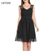 Lsycd-vestido de renda feminino, decote em v, sexy, costas abertas, verão, preto, casual, festa 2024 - compre barato