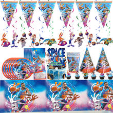 Space Jam Party Supplies Birthday Party Decorations Boys Favorite Basketball Theme Disposable Tableware Napkin Cups Balloons 2024 - buy cheap