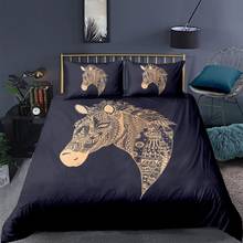 Abstract Horse Bedding Set Double Creative High End Dark Blue Duvet Cover 3D King Queen Twin Full Single Unique Design Bed Set 2024 - buy cheap