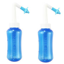 Botella de lavado Nasal azul Neti Pot, bote de riego de senos nasales, draga de limpieza, hidratante, facilidad, rinitis alérgica, Protector de nariz, 300ml 2024 - compra barato