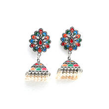 2021 Ins Indian Handmade Beads Jhumki Jhumka Thailand Enamel Flower Piercing Earrings Vintage Bohemia Party Jewelry Bijoux 2024 - buy cheap