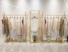 Perchero de hierro de lujo para exhibición de ropa, colgador creativo personalizado, simple, dorado 2024 - compra barato