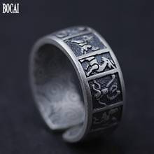 Real pure S990 Full Silver Personality Adjustable Man Ring Jewelry Thai Silver National Style Zodiac Sign Good luck Man rings 2024 - buy cheap