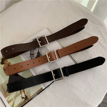 Cinturón de cuero con hebilla cuadrada para mujer, cinturón negro de marca de lujo, Correa Vintage, 2021 2024 - compra barato