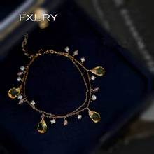Fxlry moda artesanal natural pérola elegante bilayer cristal charme pulseiras para feminino jóias acessório 2024 - compre barato