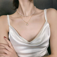 Gargantilla de perlas de Kpop para mujer, colgante de cadena de doble capa, joyería, regalo para niña, novedad de 2021 2024 - compra barato