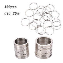 New 100 Pcs/Set Silvery Key Chains Stainless Alloy Circle DIY 25mm Keyrings Jewelry Keychain Key Ring 2024 - buy cheap