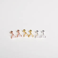925 Sterling Silver Earring Simple Triangle/ Bow Zircon Screw Stud Earring Sweet Cute Ear Bone Nail Women Girl Silver Ear Jewely 2024 - buy cheap
