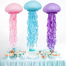 12 Inch New Creative Handmade Jellyfish Paper Lantern Oval Ribbon Ocean Jellyfish Pendant Festival Party Scene Decoration xw02 2024 - buy cheap