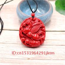 Chinese Carved Red Natural Cinnabar Charm Gifts Fashion Necklace Men Organic Hand Horse Amulet Jewellery Fly Woman Pendant 2024 - buy cheap