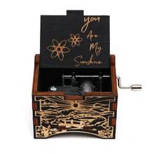 New Carved Wooden Hand-Cranked Music Box You Are My Sunshine Musical Box To Husband To Son Birthday Gift New Year Gift 2024 - buy cheap