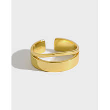 Autêntico s925 prata esterlina jóias branco/golds brilhante linhas duplas anel aberto ajustar tlj661 2024 - compre barato