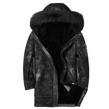 Genuine Leather Jacket Winter Jacket Men Raccoon Fur Collar Sheepskin Coat for Men Wool Fur Liner Warm Jacket F-CQ-1807 MY1808 2024 - buy cheap