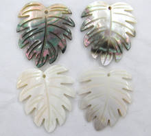 natural Quartz crystal Abalone Shell carved Leaves Charms pendant for diy Jewelry making necklace Accessories 6PCS A10 2024 - buy cheap