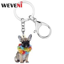 WEVENI Acrylic Garland Bulldog Dog Key chains Animal Key Rings Bag Car Purse Decorations Keychains For Women Girl Gift Accessory 2024 - buy cheap