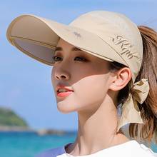 Chapéus de sol retráteis, chapéus de sol femininos para verão, chapéu superior vazio, anti-uv, grande, viseira de sol para praia, para mulheres 2024 - compre barato