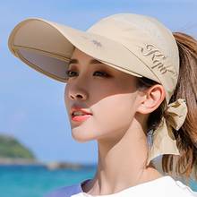 Sun Visor Retractable Women's Sun Hats Summer New Ladies Empty Top Hat Anti-UV Oversized Sun Visor Beach Hats For Women 2024 - buy cheap