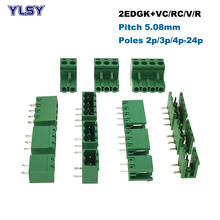 Bloco de terminais de parafuso pcb plug-in, conector de passo 5.08mm 2edgk/vc/rc/v/r macho fêmea 2/3/4/5/6/7/8/9, com 10 peças bornier plugável/10p 2024 - compre barato