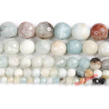 Fctory Price Natural Stone Faceted Mixed Amazonite Round Loose Beads 16" Strand 4 6 8 10 12 MM Pick Size For Jewelry Diy 2024 - buy cheap