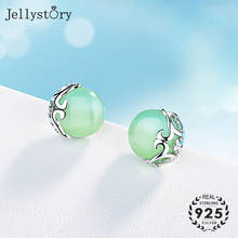 Jellystory trendy 925 silver stud earrings with round shaped 12*12mm emerald gemstones for women wedding fine jewellery earrings 2024 - buy cheap