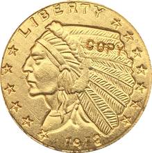 24-K gold plated 1912 $2.5 GOLD Indian Half Eagle Coin Copy 2024 - buy cheap
