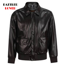 Mens Real Leather Jacket Winter Biker Thicken Coat for Male Turn-down Collar Motor Warm Outerwear Classic EU Size DropShipping 2024 - compra barato