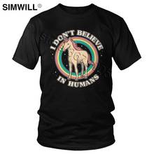 Vintage I Don't Believe In Humans T Shirt Men Short Sleeved Cotton Tee I am unicorn T-shirt Slim Fit Summer Graphic Tee Top Gift 2024 - buy cheap