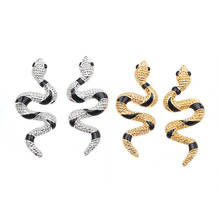 Pendientes de serpiente de esmalte largo europeo para mujer, joyería Punk, hecho a mano, Animal Irregular, E327 2024 - compra barato