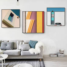 Pintura minimalista em tela colorida, posteres e impressões, imagens de arte de parede para sala de estar, decoração de casa 2024 - compre barato