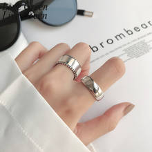 Anel de dedo redondo brilhante, anel de dedo redondo minimalista com abertura de índice de abertura, tamanho único joias da moda para casal 2024 - compre barato