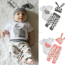 Dropshipping Infant Newborn Baby Kid My 1st Easter Outfits Set Bunny Romper Tops Pants Cloths 2024 - buy cheap