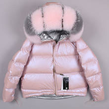 Пальто зимнее 2020 женское с натуральным лисьим мехом воротник пуховик Женская двухсторонняя одежда теплая Корейская парка Manteau Femme 606 2024 - купить недорого