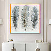 Abstract Gray Feather Painting 100% Handpainted Oil Painting On Canvas Abstract Modern Canvas Wall Art Pictures For Home Decor 2022 - buy cheap