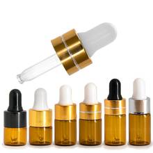 50 unid/set cuentagotas botella de vidrio ámbar 1ml 2ml 3ml 5ml reactivo cuentagotas de ojo líquido para aromaterapia pipeta botella de Tude rellenable 2024 - compra barato