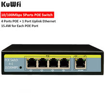 Conmutador de red de 5 puertos a 10 / 100Mbps Conmutador 802.3af 52V para cámara IP de elevación Puertos 4POE y 1 soporte de enlace ascendente Ethernet Extienda 250m 2024 - compra barato