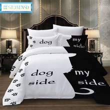 Bedclothes Dog side and my side king size bedding set 3 pcs bedset his and hers Super soft Duvet cover set Europe Black  white 2024 - buy cheap