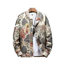 Idopy-Chaqueta de béisbol con flores para hombre, abrigo con bordado de flores, estilo japonés, talla grande, M-5XL 2024 - compra barato