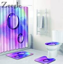 Zeegle 3D Water Printed Bathroom Mat Set with Shower Curtain Non-slip Toilet Doormat Floor Rug Colorful Mat for Bathroom Decor 2024 - buy cheap