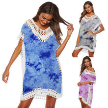 Beach Tunic Dress 2020 Tie Dye Bikini Cover Up for Women Pareos Dresses 2020 Tunique Plage Femme Vestidos Playeros Couverts NEW 2024 - buy cheap