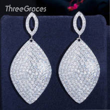 ThreeGraces 2020 New Elegant Sparkling White Cubic Zirconia Big Long Drop Earrings Fashion Women Party Dress Jewelry Gift ER369 2024 - buy cheap