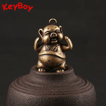 Pure Copper Zodiac Mini Pig Pendants Retro Brass Cute Hard Working Little Fat Pig Lucky Key Chain Rings Hangings Trinkets Gifts 2024 - buy cheap