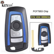 KEYECU-mando a distancia PCF7953, 315/434/868MHz, Chip CAS4 +/EM, repuesto 3 + 1, 4 botones, para BMW 1, 2, 3, 4, 5, 6, 7, serie X3, M2, azul 2024 - compra barato