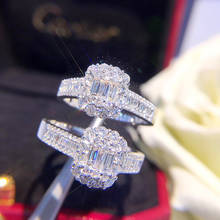 Brilhante cz zircon anel feminino moda bling jóias boho feminino prata chapeado noivado festa de casamento do vintage anéis de banda 2024 - compre barato