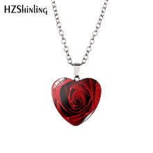 Collar rosa con corazón rojo, colgante de Rosa en espiral, joyería en forma de corazón, HZ3 2024 - compra barato