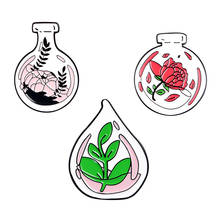 Plant Potted Enamel Pin Metal Micro Landscape Ecological Glass Bottle Flower Jewelry Button Denim Jackets Badge Brooches Pins 2024 - buy cheap