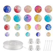 1 Set Two Tone Crackle Glass Beads  Elastic Thread Iron Bead Caps & Head Pins For DIY Jewelry Making Findings Accessories 2024 - buy cheap
