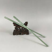 100% / A Pair of Exquisite Chinese Traditional Craft Gift Natural Snowflake Green Jade Handmade Chinese Chopsticks 2024 - buy cheap